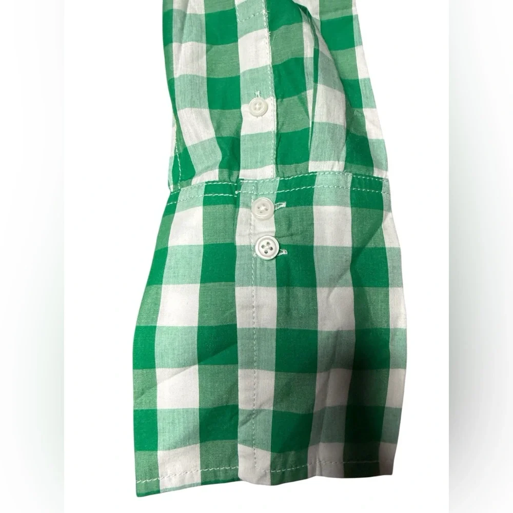 J. Crew Garçon cotton voile shirt in gingham Green and White Button-Up Sz 10 nwt
